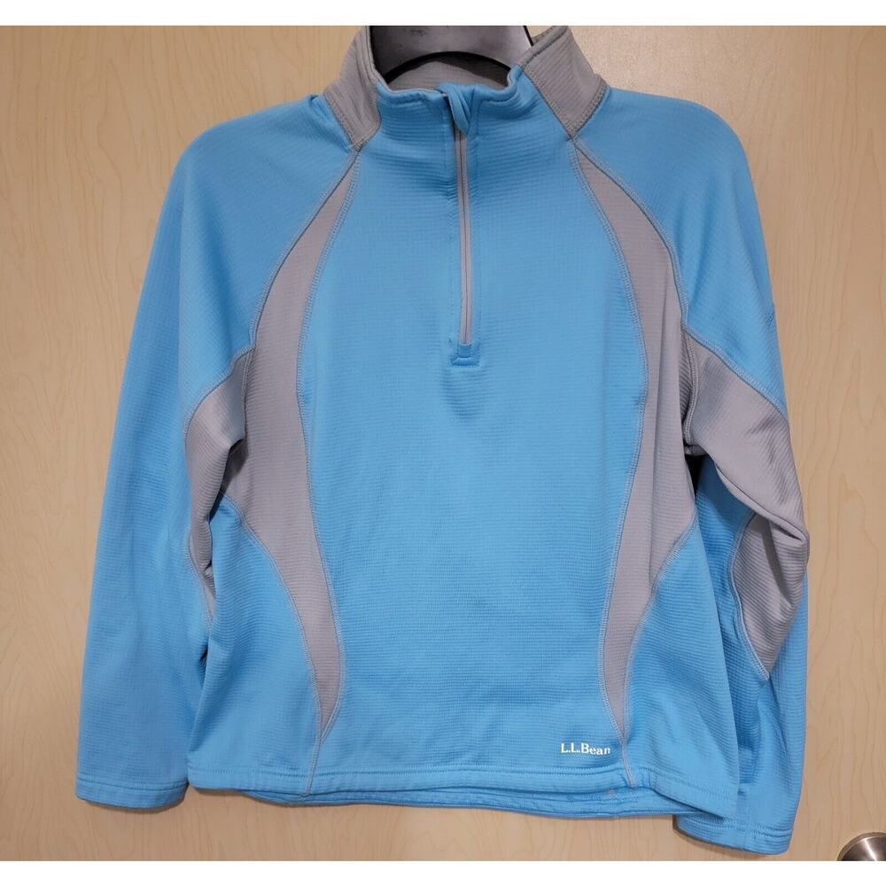 L.L. BEAN Activewear Sweatshirt Women's Medium Reg full Zip Blue Outdoors hiking